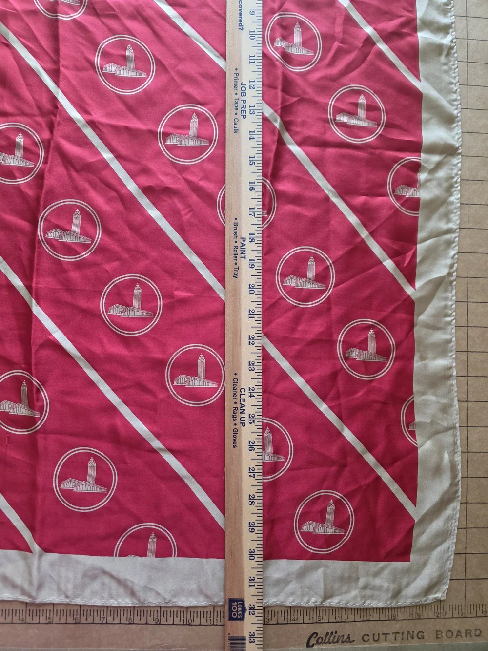 Rare Mont Pelerin Society 2004 Silk Scarf Sri Lanka Independence Hall Red Wrap